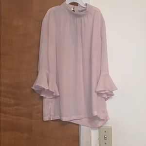 Blush Pink Bell Sleeve Blouse